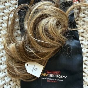 Brown Blonde clip on messy bun